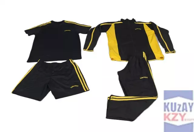 Sarı-Siyah Komando Eşofman Takımı (4'lü Takım Alt+Üst+T-Shirt+Şort)